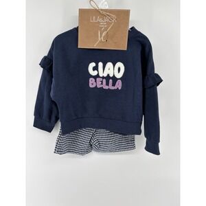 Lila And Jack "Ciao Bella" Toddler Girls Ruffle Sweatshirt Houndstooth Skort 3T